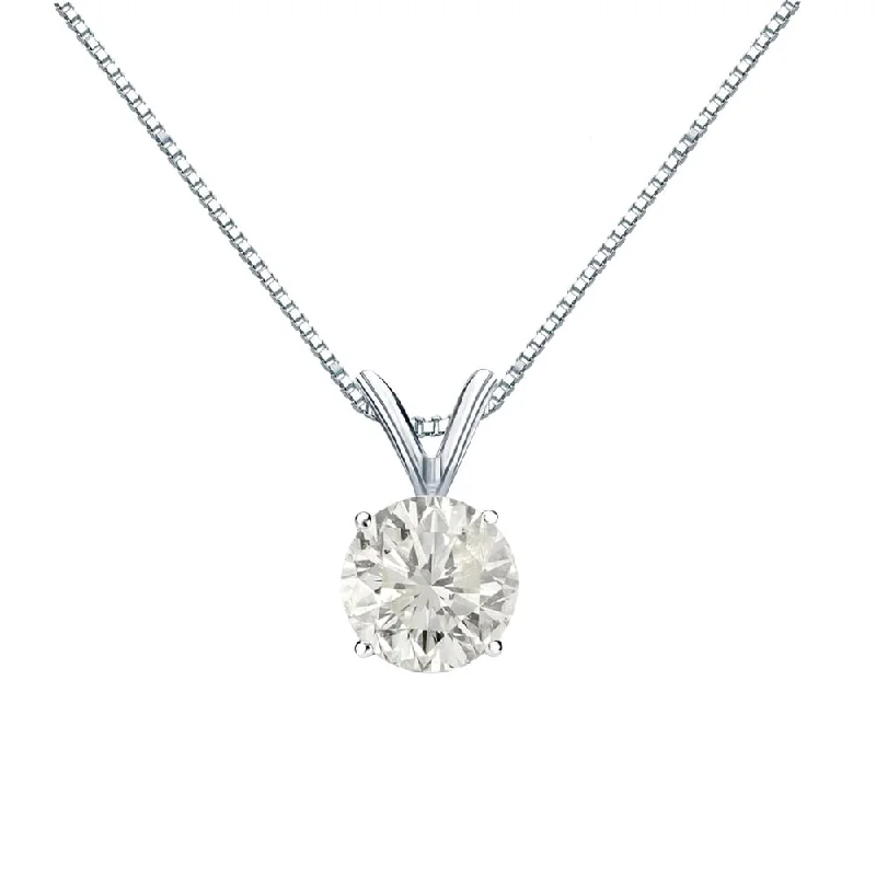 Half moon necklaces-Auriya 3/4ctw Round Solitaire Diamond Necklace 18k Gold (J-K, I1-I2)