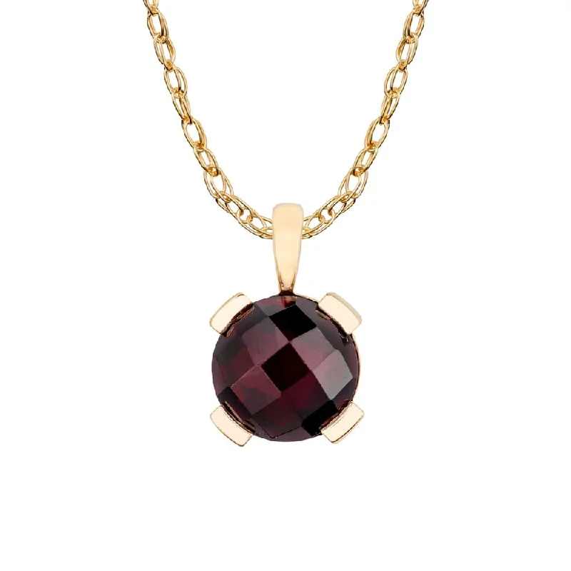 Wide chain necklaces-Viducci 10k Yellow Gold Genuine Round Garnet Pendant Necklace