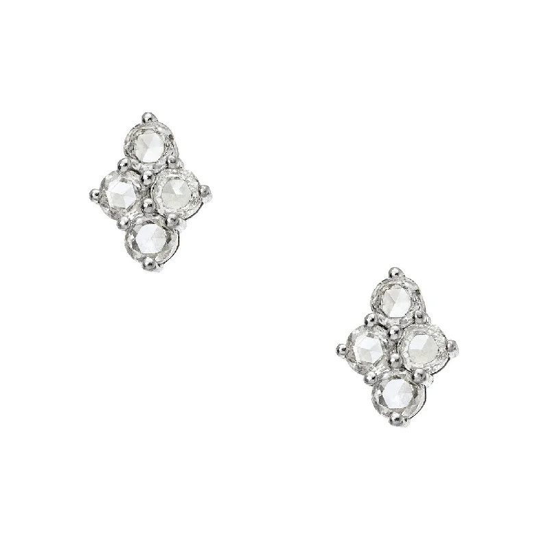 Wide hoop earrings-Asher Studs White Gold Rose Cut Diamond