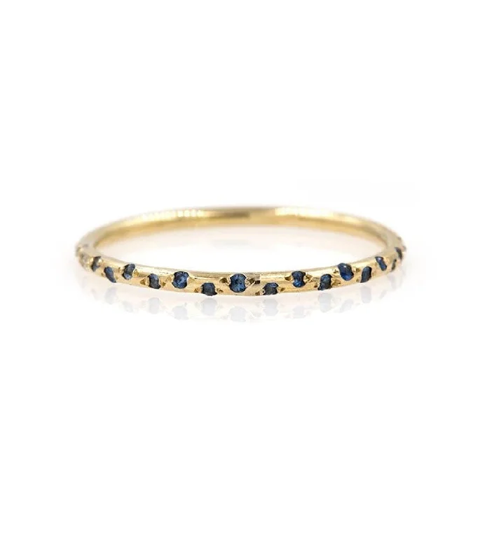 Thin Starry Sapphire Half Eternity Band