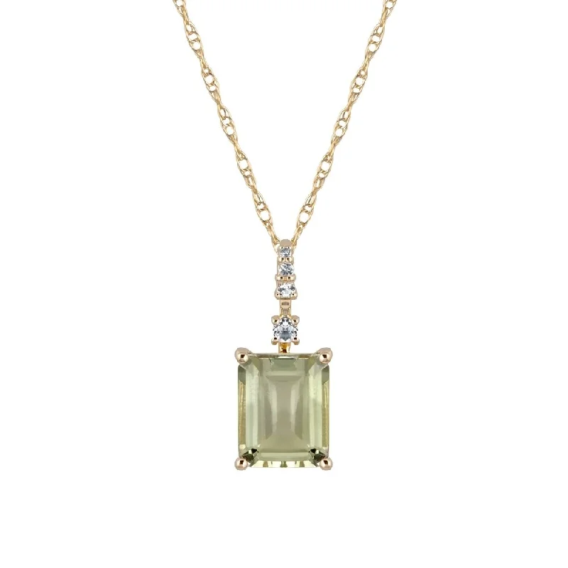 Silk cord necklaces-Viducci 10k Yellow Gold Genuine Emerald-Cut Green Amethyst Pendant Necklace