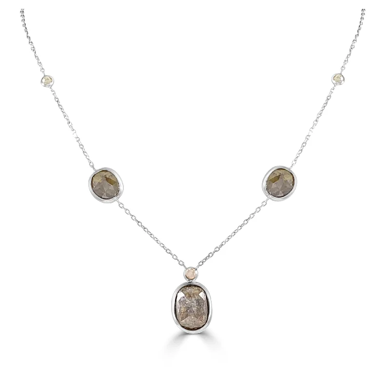 Chic art necklaces-Joelle Rough Diamond Station & Fancy Color Diamond Necklace14K Gold on a 18-inch Chain