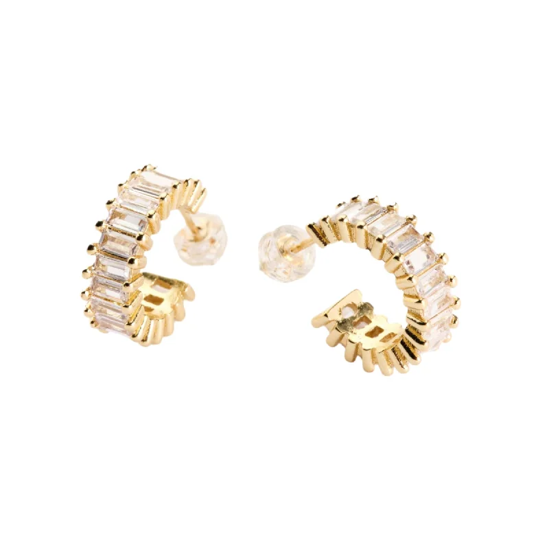 Playful pair earrings-Esther Gold Diamond Hoops