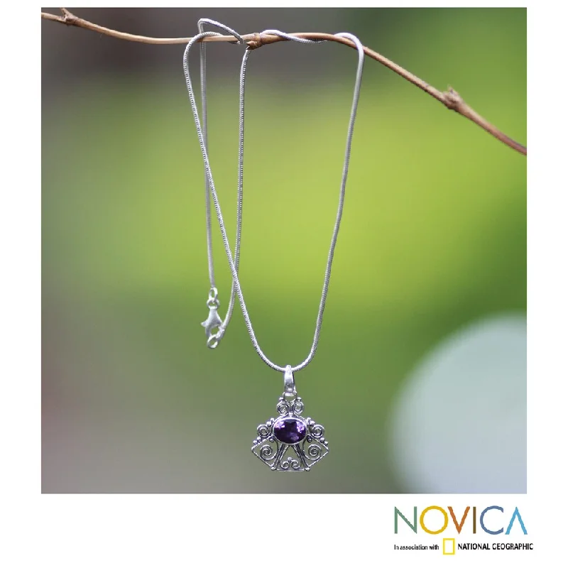 Dove feather necklaces-NOVICA Handmade Sterling Silver 'Bali Belle' Amethyst Necklace (Indonesia)