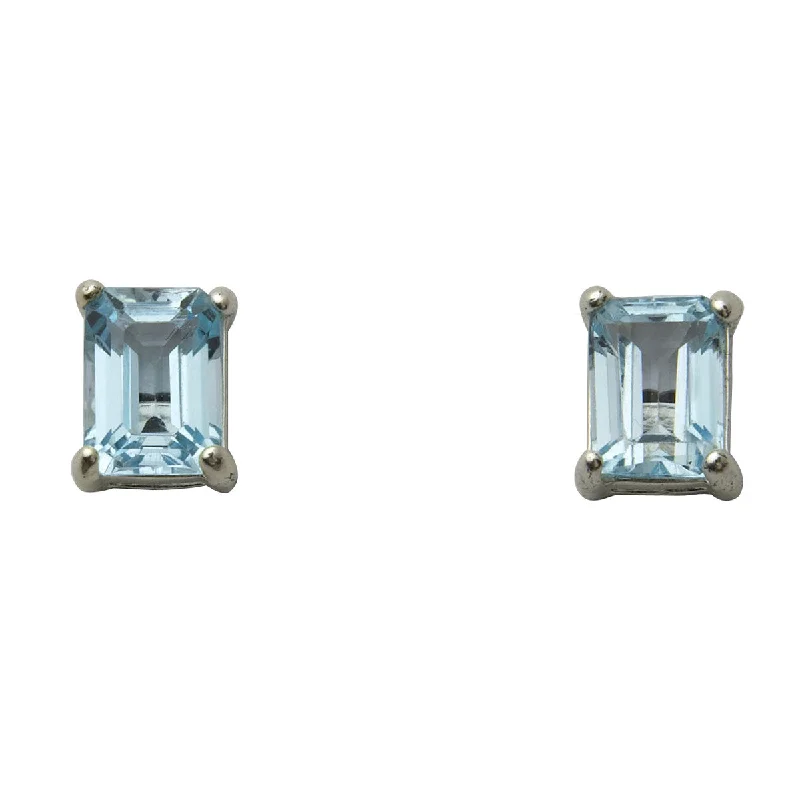 Satin gold earrings-Emerald-Cut Gemstone Earrings