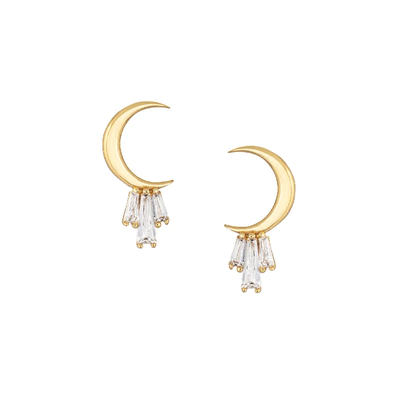 Polished bead earrings-Crescent Moon Studs