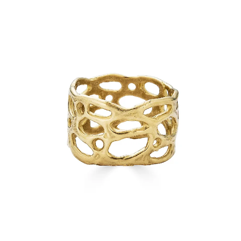 X Wide Morel Ring, 14k