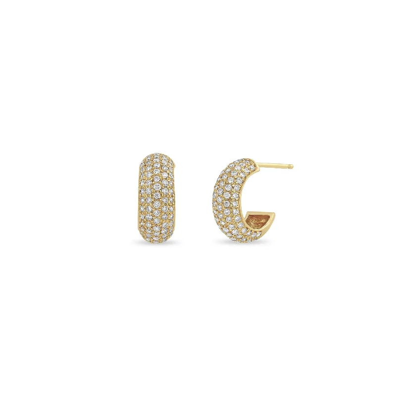 Two-tone earrings-14k Pavé Diamond Wide Chubby Huggie Hoops