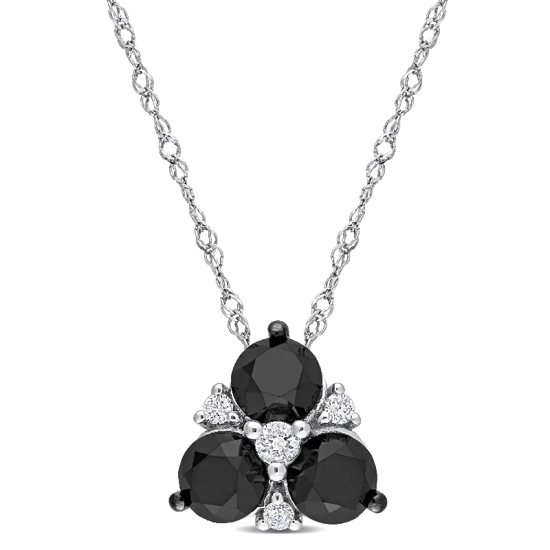 Crystal-twisted necklaces-Miadora 1 1/2ct TDW Black and White Diamond Clustered Necklace in 10k White Gold