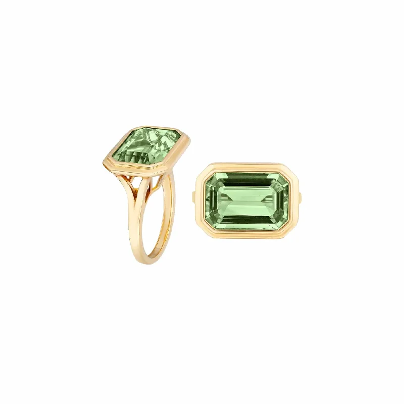 Luxe diamond engagement rings-Prasiolite Manhattan Ring