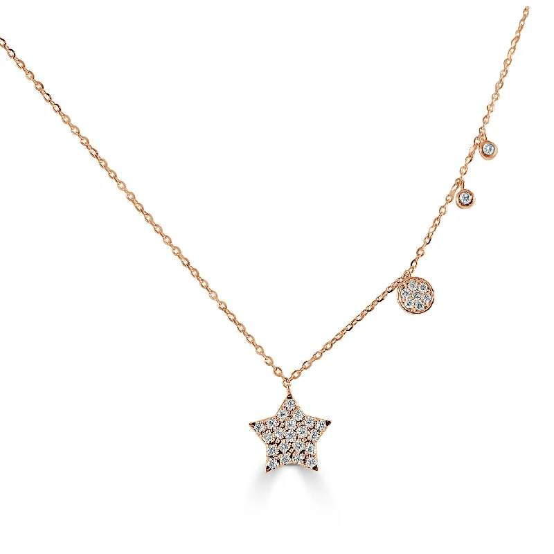 Nostalgic photo necklaces-Joelle Diamond Star Necklace 14K Gold 1/5 ct TDW Adjustable to 16-18-inch Chain