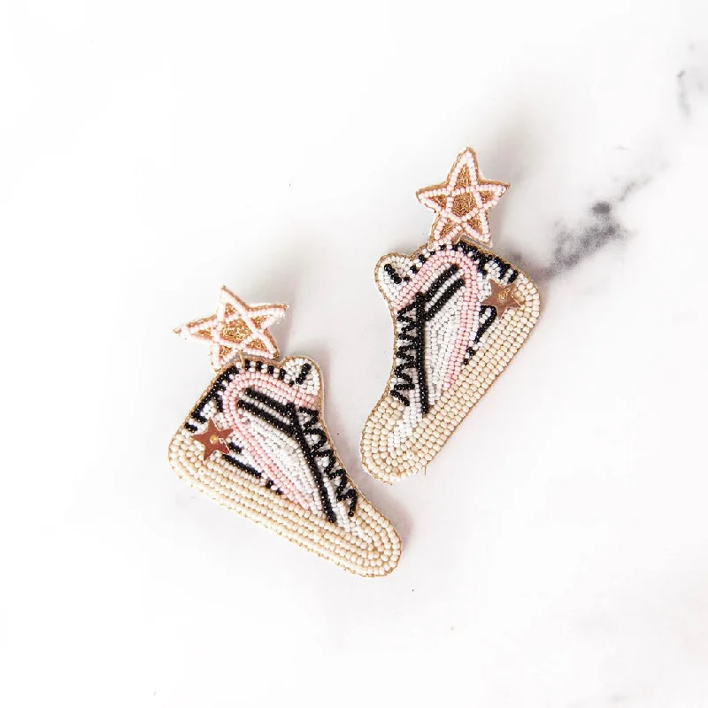 Subtle dangle earrings-Pink and Gold Star Sneaker Earrings