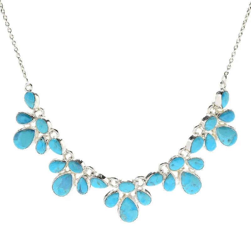 Stellar star necklaces-Sterling Silver 18" Kingman Turquoise Bib Necklace w/ 3" Extender