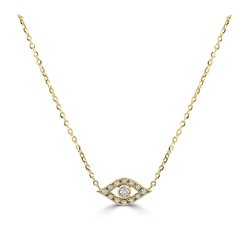 Alloy metal necklaces-Joelle Diamond Evil Eye Necklace - 14K Yellow Gold and Diamond Necklace 1/10ct TDW Elegant Gift