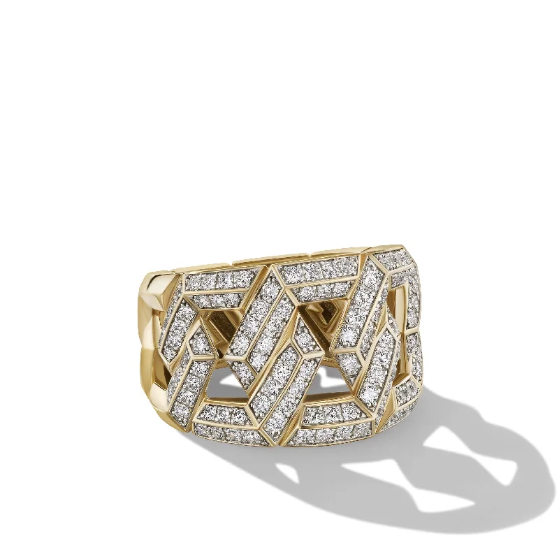 Asymmetrical engagement rings-Carlyle Ring in 18K Yellow Gold with Pave Diamonds