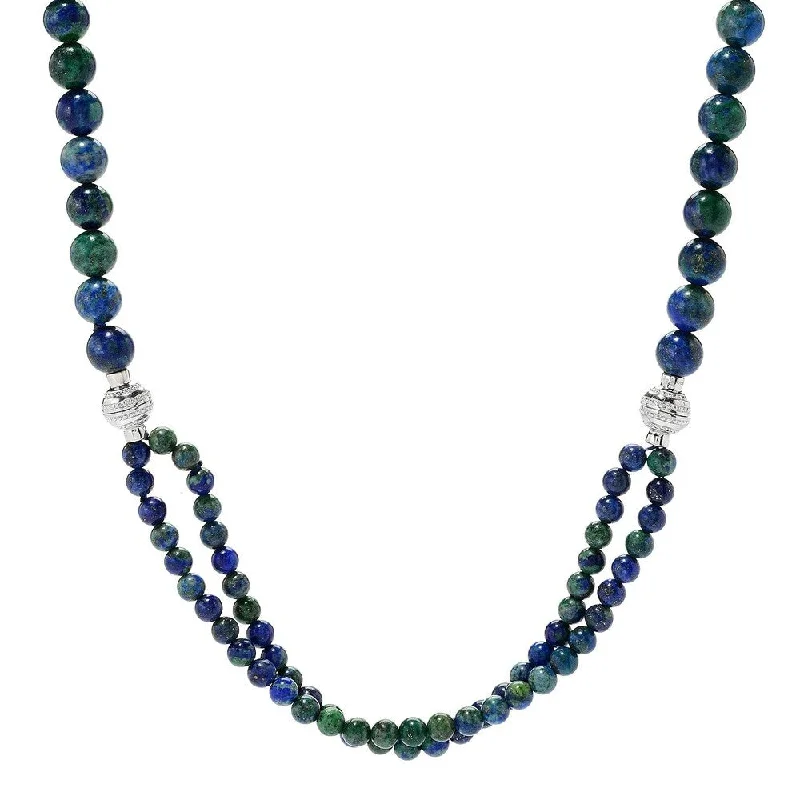 Half moon necklaces-Sterling Silver 40" Chrysocolla Convertible Beaded Necklace