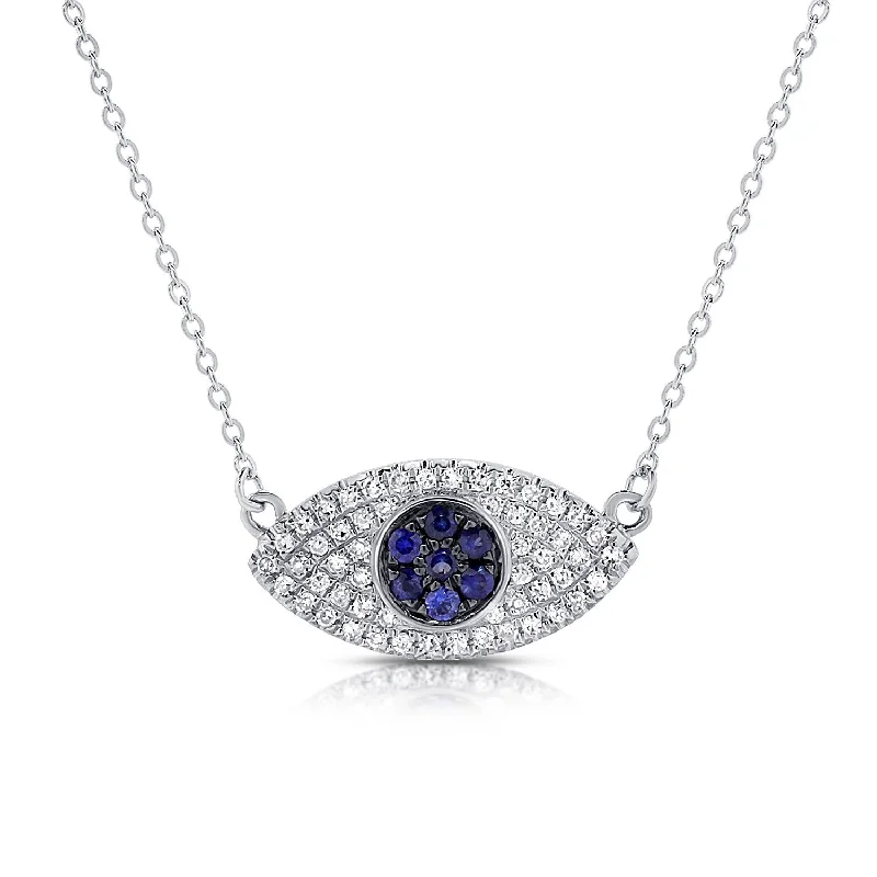 Multi-link necklaces-Joelle Evil Eye Necklace 14K Gold Diamond & Sapphire