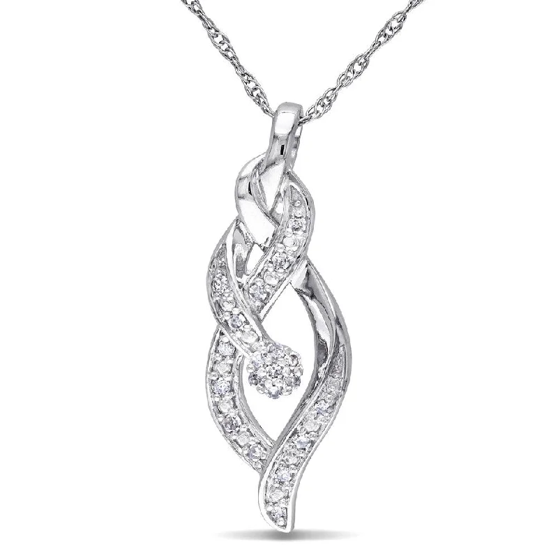 Thick bar necklaces-Miadora 10k White Gold 1/10ct TDW Diamond Necklace - White Gold - White Gold