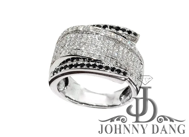 Custom White and Black Diamond Micro Pave Ring