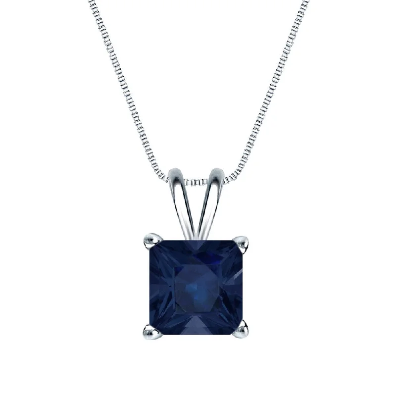 Floating gem necklaces-Auriya 14k Gold 2ct Princess-cut Sapphire Solitaire Necklace