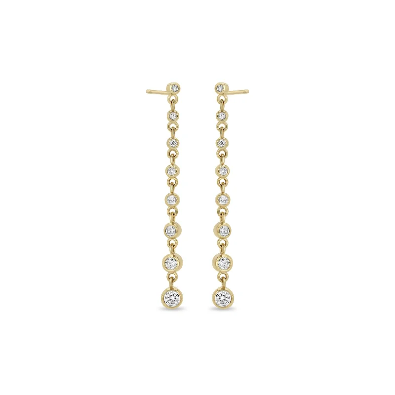 Worn medallion earrings-14k Diamond Bezel Eternity Drop Earrings