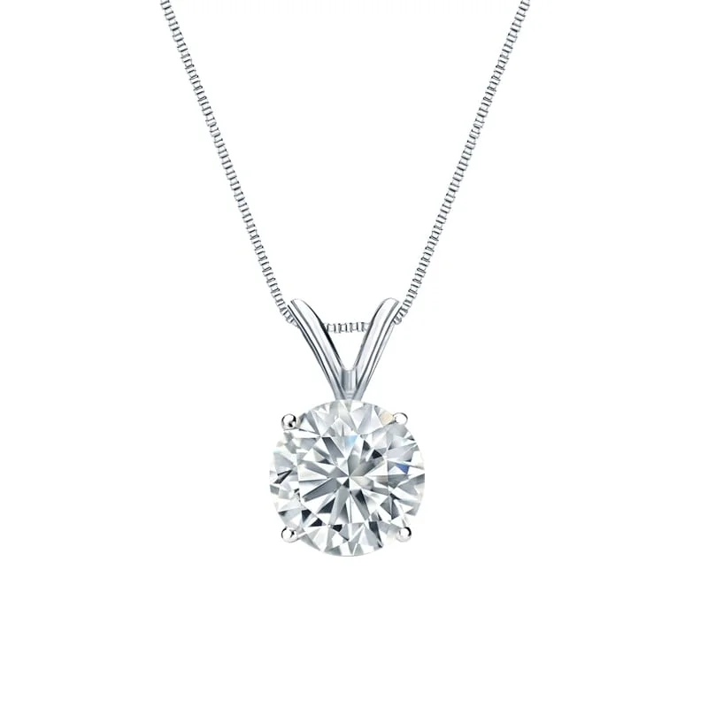 Tarnished silver necklaces-Auriya 14-karat Gold 5.00ctw Round Solitaire Lab Grown Diamond Necklace 4-Prong Basket (H-I VS) - 5