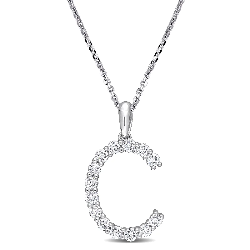 Worn medallion necklaces-Miadora 1/2ct TDW Diamond 'C' Initial Necklace in 10k White Gold