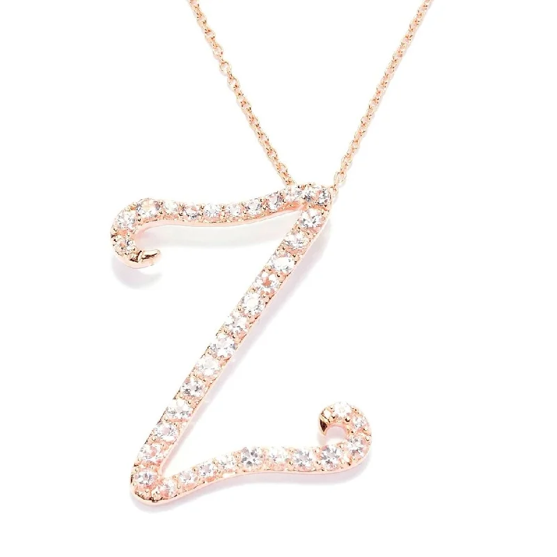 Galaxy charm necklaces-18k Rose Gold over Sterling Silver Round Morganite Initial Z Necklace