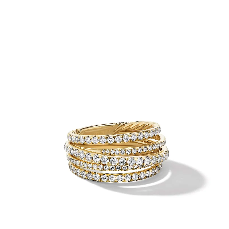 Radiant star engagement rings-Pave Crossover Ring in 18K Yellow Gold with Diamonds