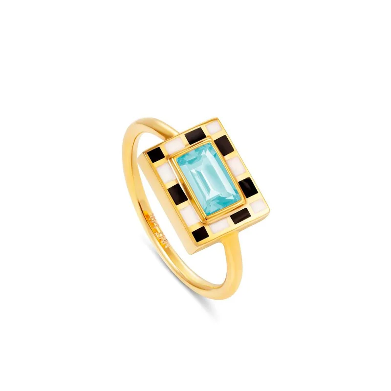 Topaz gem engagement rings-Blue Topaz Lets Play Chess Good Move Ring