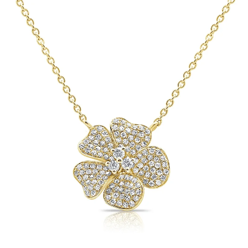 Light wood necklaces-Joelle Diamond Flower Necklace 14K Gold