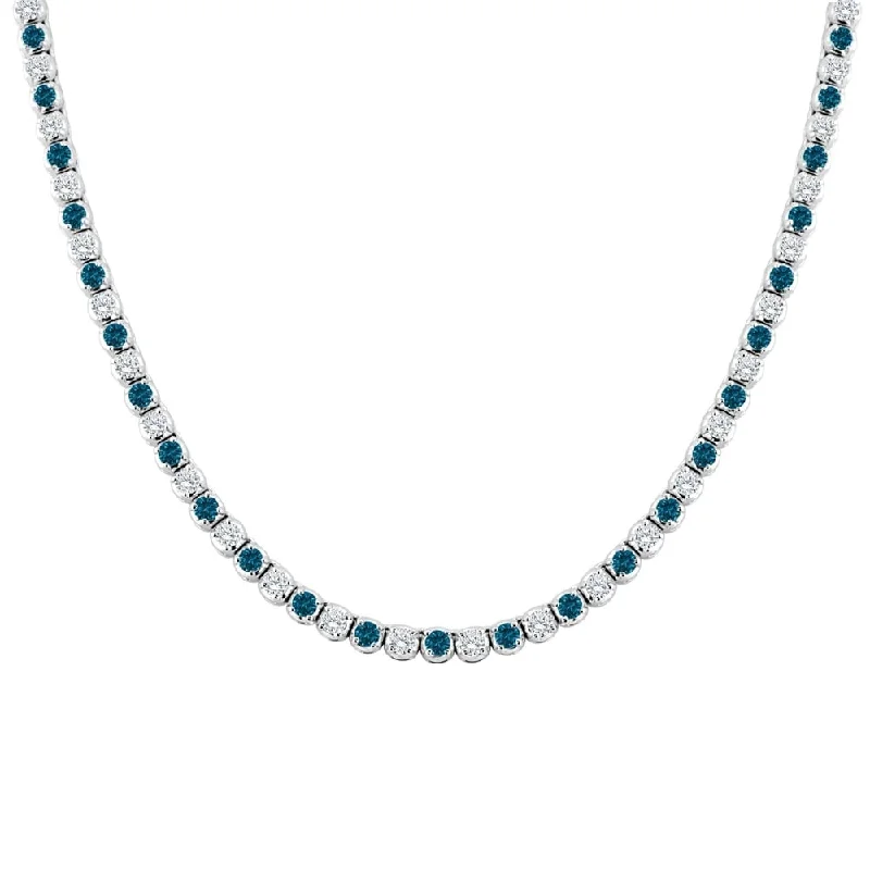 Pure crystal necklaces-Auriya 14k Gold 9ct TDW Round Blue and White Diamond Tennis Necklace (H-I, SI1-SI2)