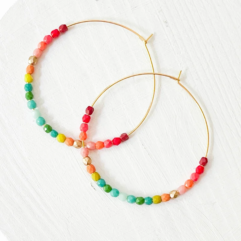 Coiled cord earrings-Lyric Large Beaded Hoop Earrings