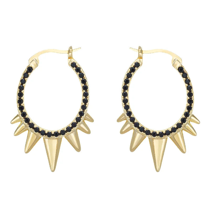 Bamboo style earrings-Iggy Hoops - Black