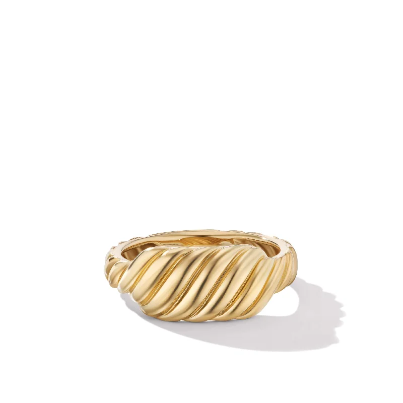 Handcrafted engagement rings-Sculpted Cable Contour Ring in 18K Yellow Gold