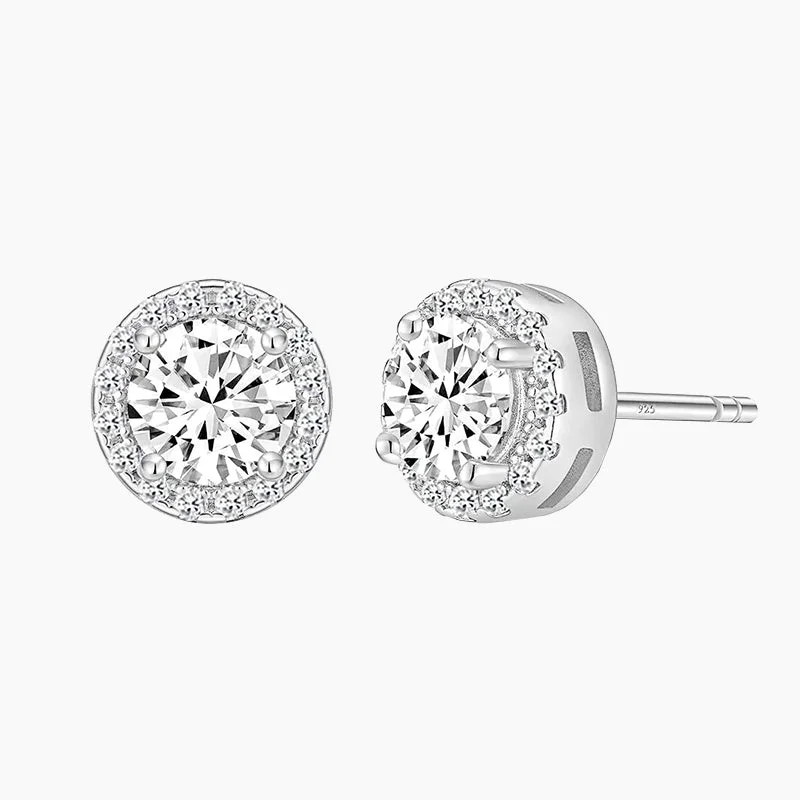 Light clay earrings-925 Sterling Silver Round Cut Solitaire Stud Earrings