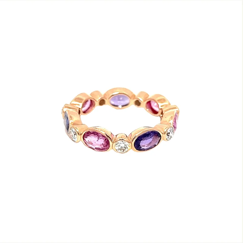 Pink gold engagement rings-Pink & Purple Sapphire Ring with Diamonds