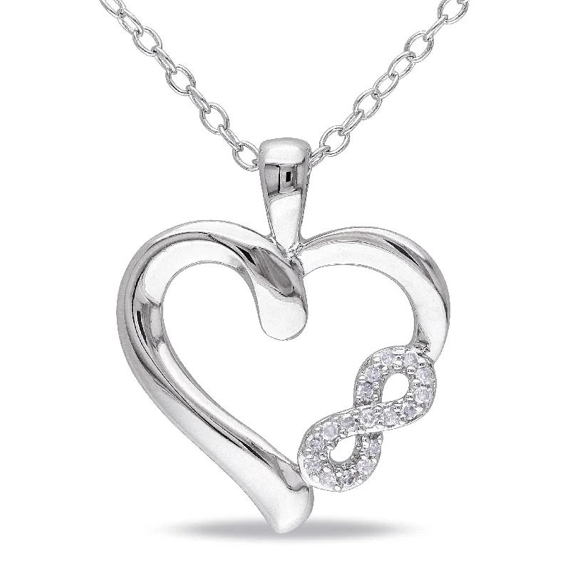 Crystal-twisted necklaces-Miadora Sterling Silver Diamond Infinity Heart Necklace