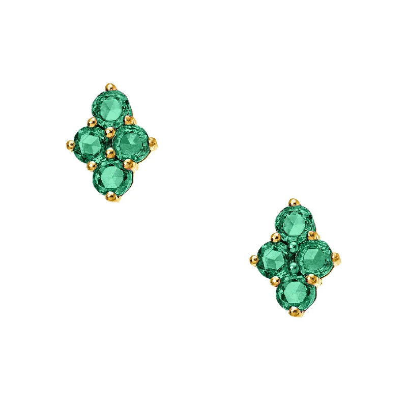 Ruby gem earrings-Asher Studs Yellow Gold Emerald