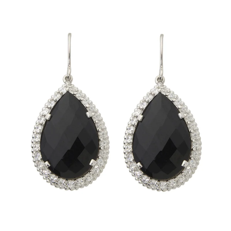 Thick hoop earrings-Faceted Black Onyx Earrings