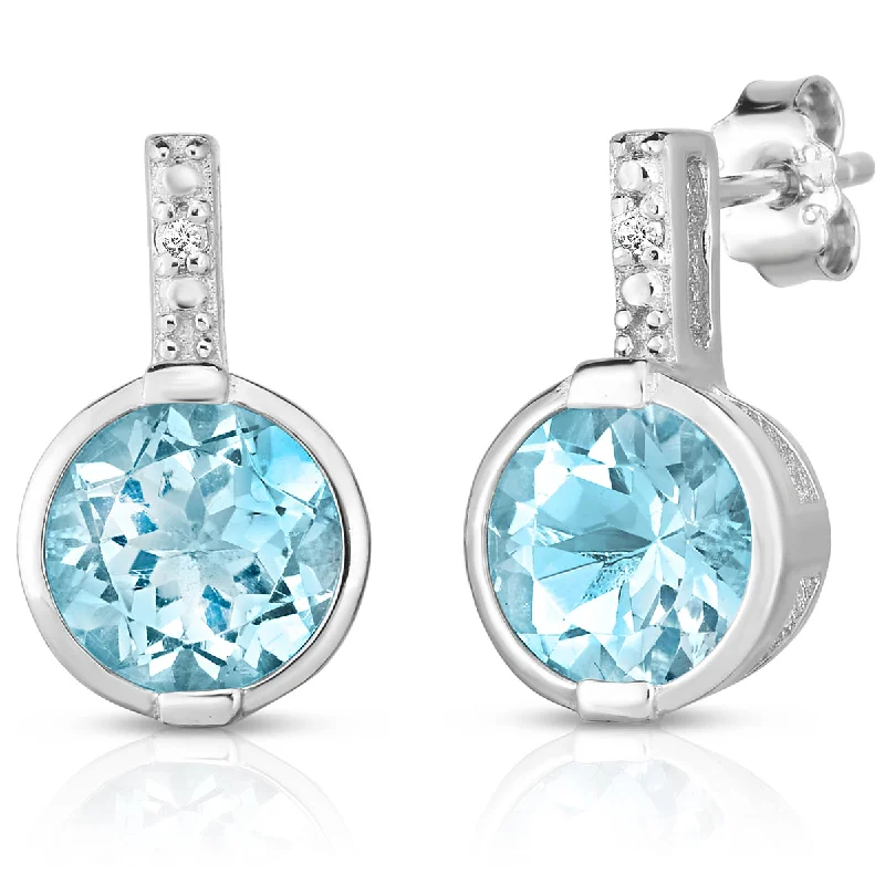 Polished bead earrings-Bezel-Set Topaz & Diamond Earrings