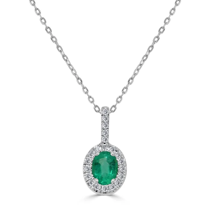 Nostalgic photo necklaces-Joelle Emerald & Diamond Pendant Necklace 14K Gold