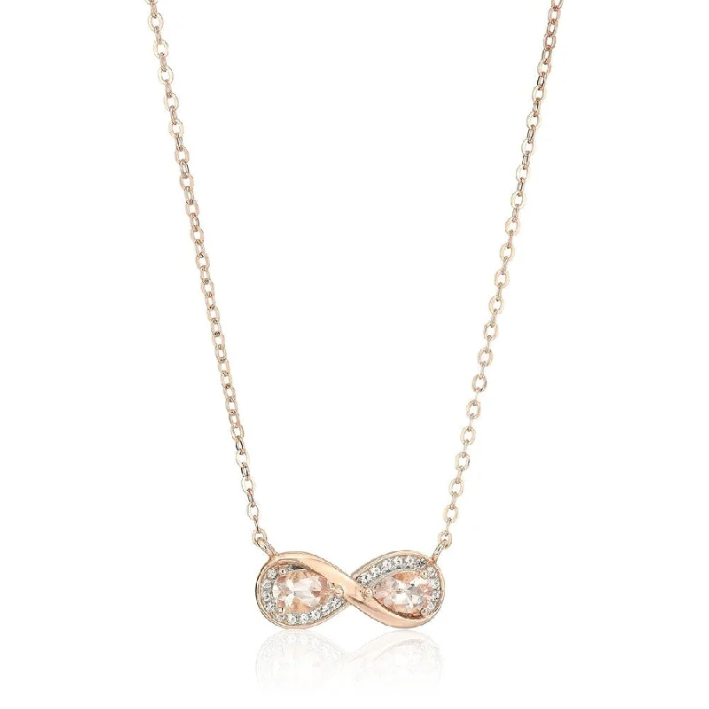 Victorian style necklaces-Rose Gold-Plated Silver Morganite Infinity Pendant Necklace, 18" - Pink