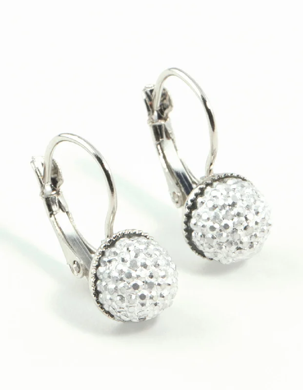 Tiny star earrings-Silver Sparkle Ball Clip Earrings