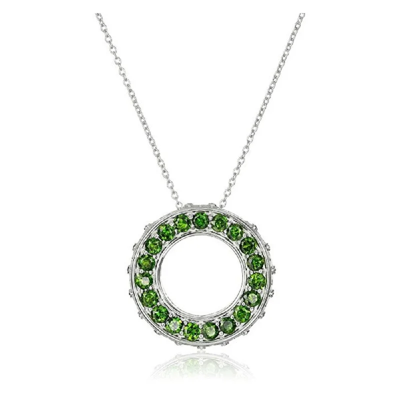 Drape-style necklaces-Exotic Chrome Diopside Circle of Life Necklace