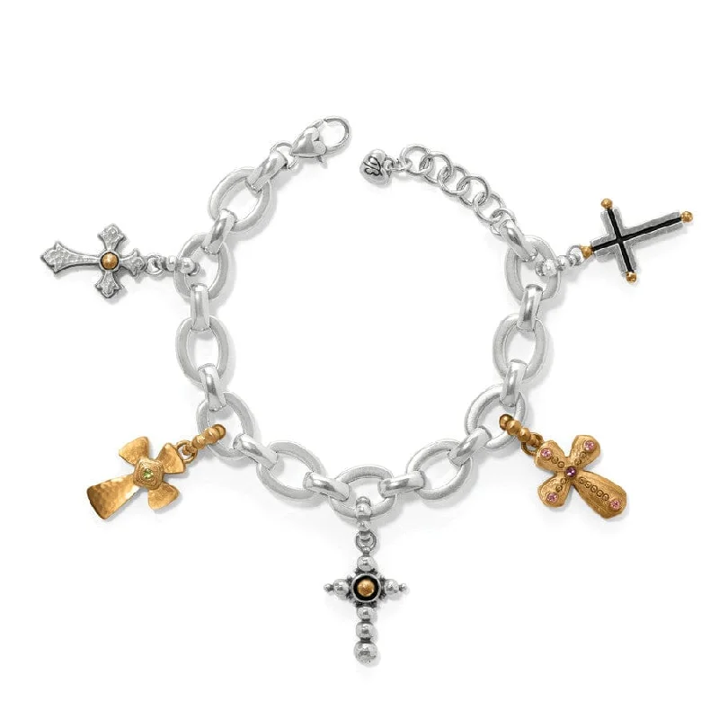 Bold gem bangles-Majestic Cross Charm Bracelet