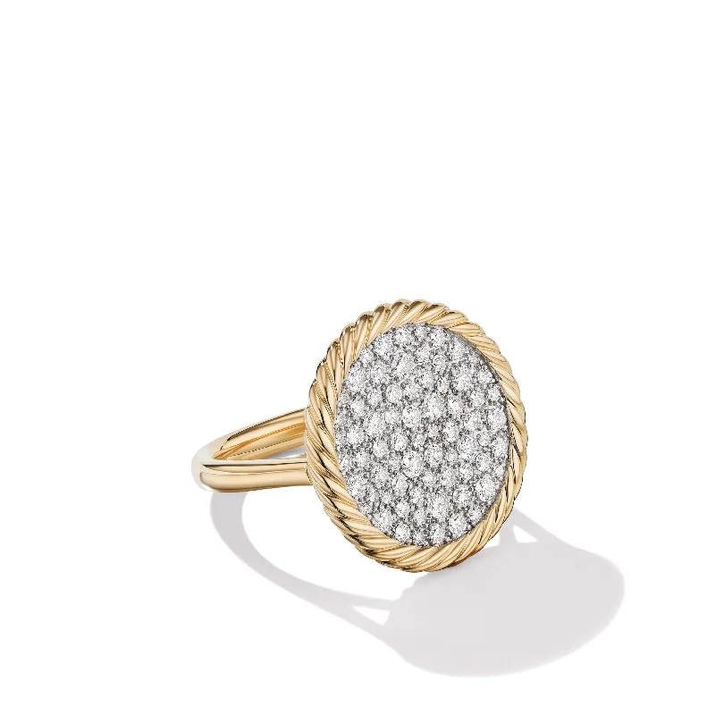 Vibrant enamel engagement rings-DY Elements Ring in 18K Yellow Gold with Pave Diamonds