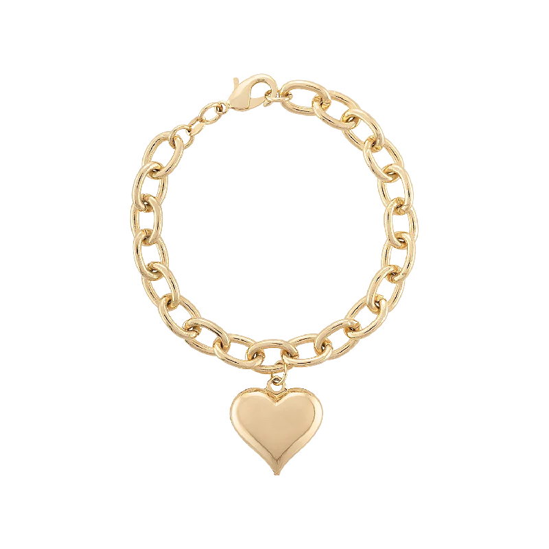 Bold gem bangles-Heart Charm Bracelet