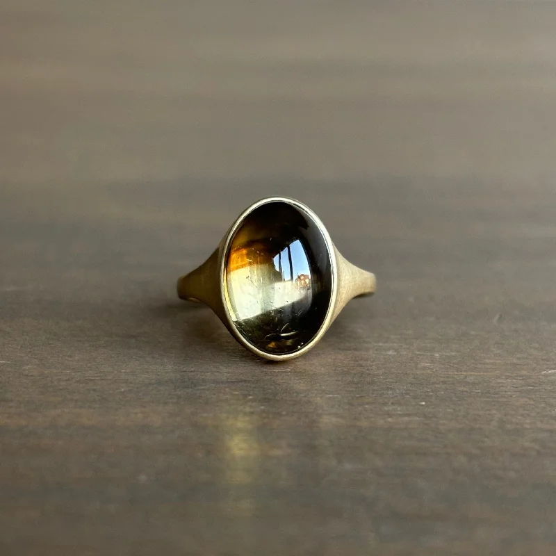 Tawny Brown Tourmaline Cabochon Cast Ring