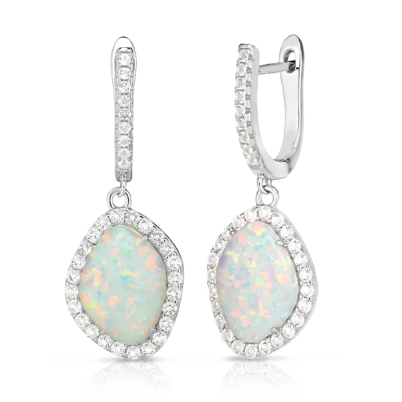 Pure crystal earrings-Opal & White Sapphire Earrings